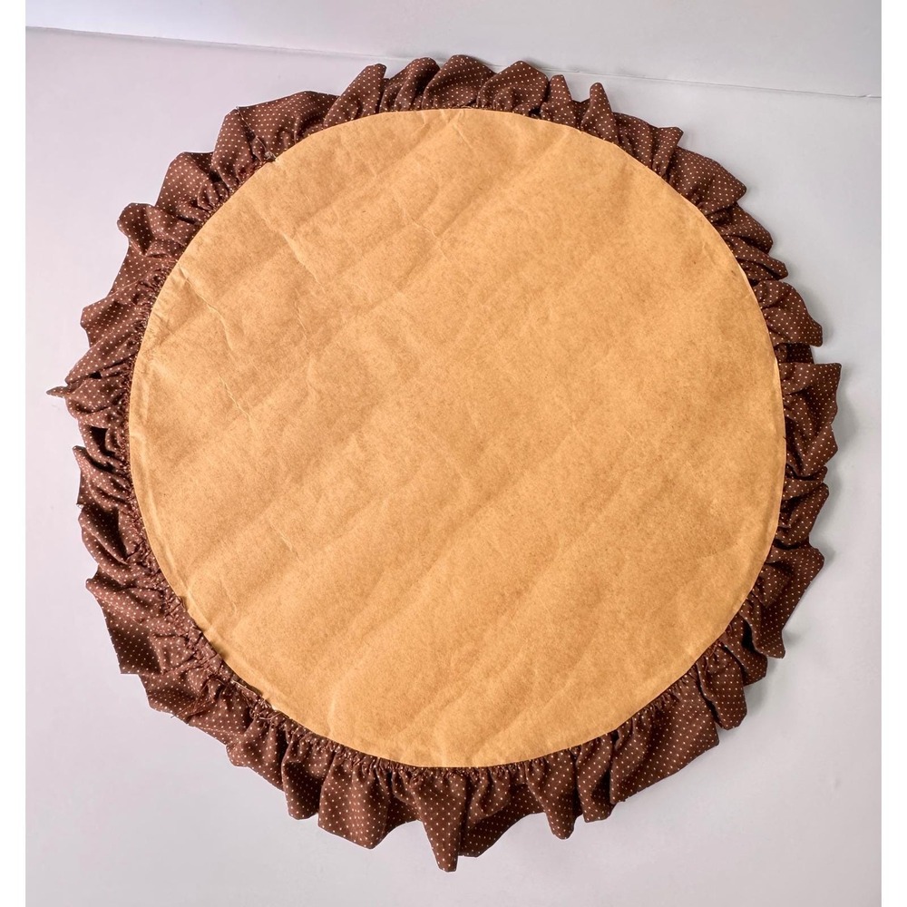 Vintage Handmade Fabric Applique Village Landscape Hoop Wall Art Ruffle 12in - Picture 11 of 11